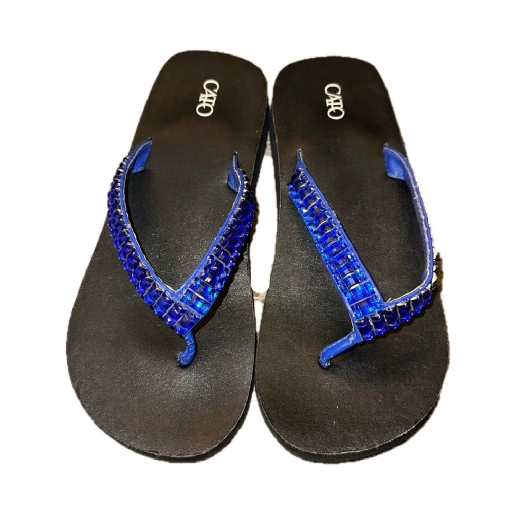 Cato Blue and Black Beaded Sandals Women’s 8M